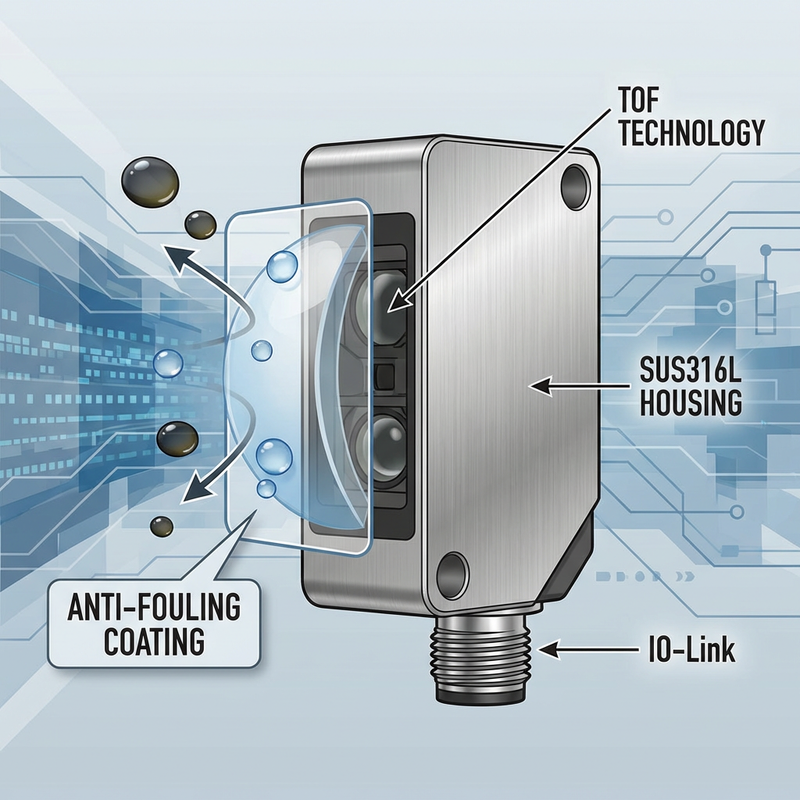 Omron E3AS TOF Sensor | Precise 1.5m Distance-setting - SUS316L