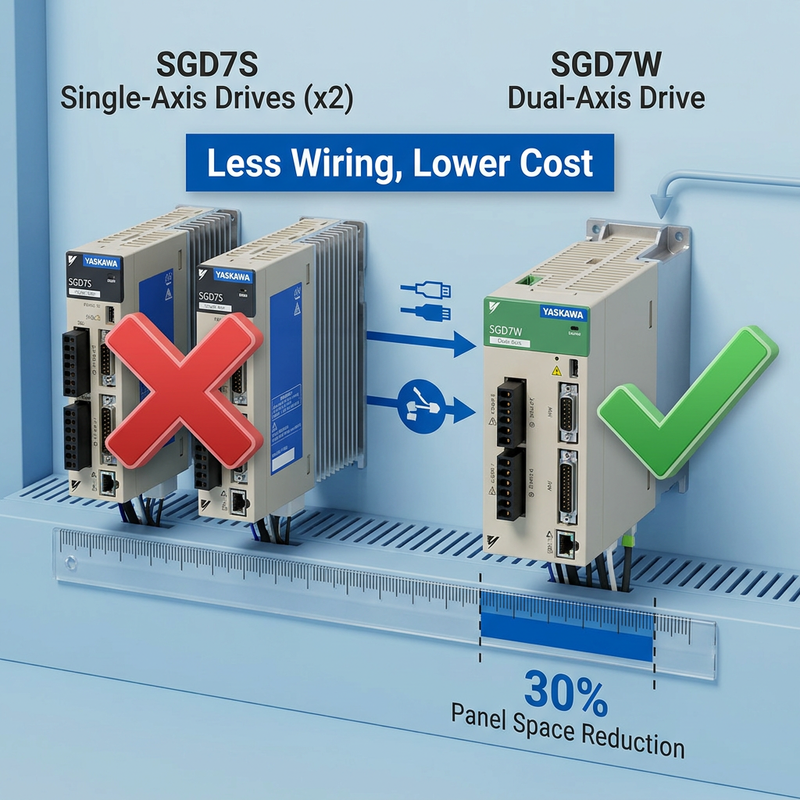 Yaskawa SGD7W Sigma-7 Dual-Axis Servo Drive | Space-Saving