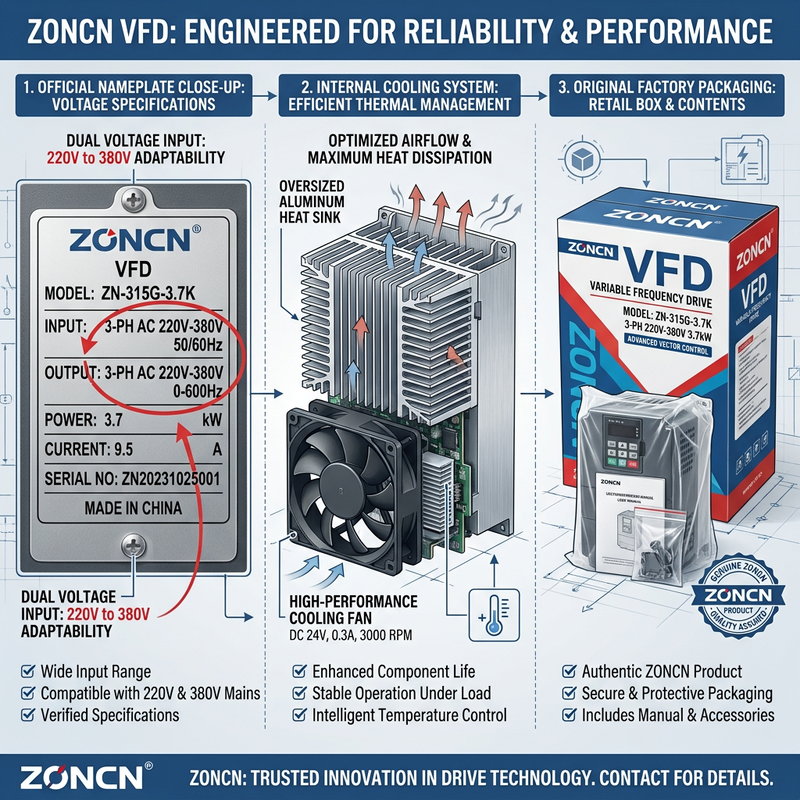 ZONCN 220V to 380V VFD | Single to 3-Phase Step-up Inverter