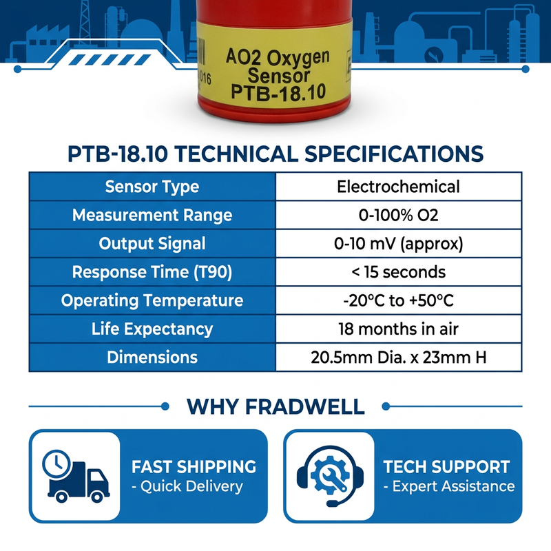 AO2 PTB-18.10 Oxygen Sensor for Medical & Emission Analyzers
