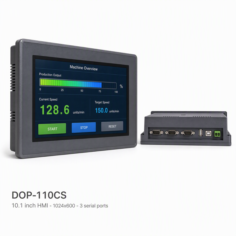 Delta DOP-110CS HMI 10.1 inch 1024x600 Touch Panel 3 Serial