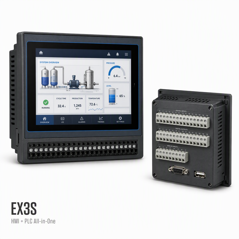 Coolmay EX3S HMI PLC All in One 4.3 7 inch FX3U Compatible